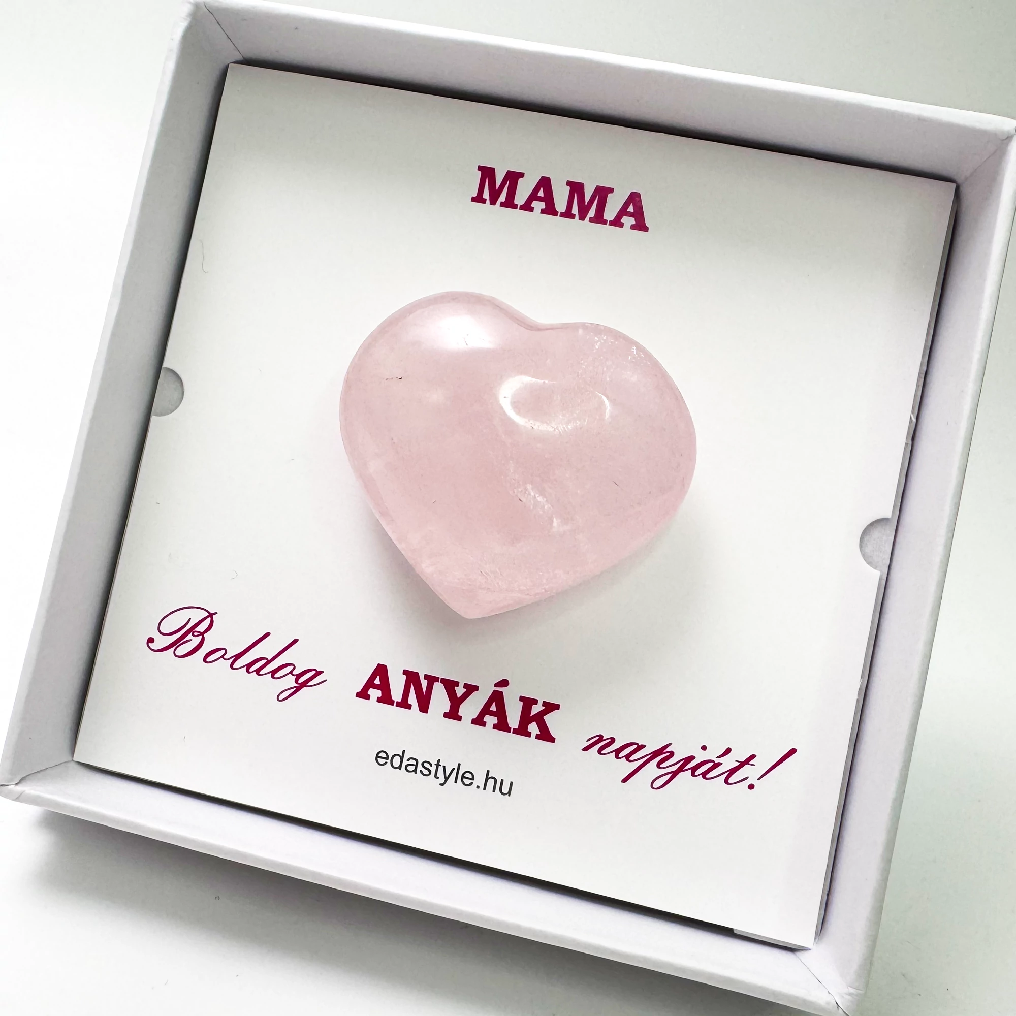 Anyák napi ásvány szív rózsakvarc (Mama)